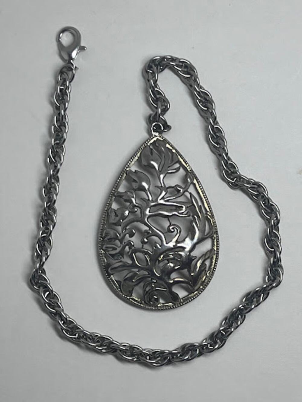 VTG SP Pocket Watch 2 1/2" x 1 1/2" Ornate Fob & 12" Braided Chain Lobster Claw